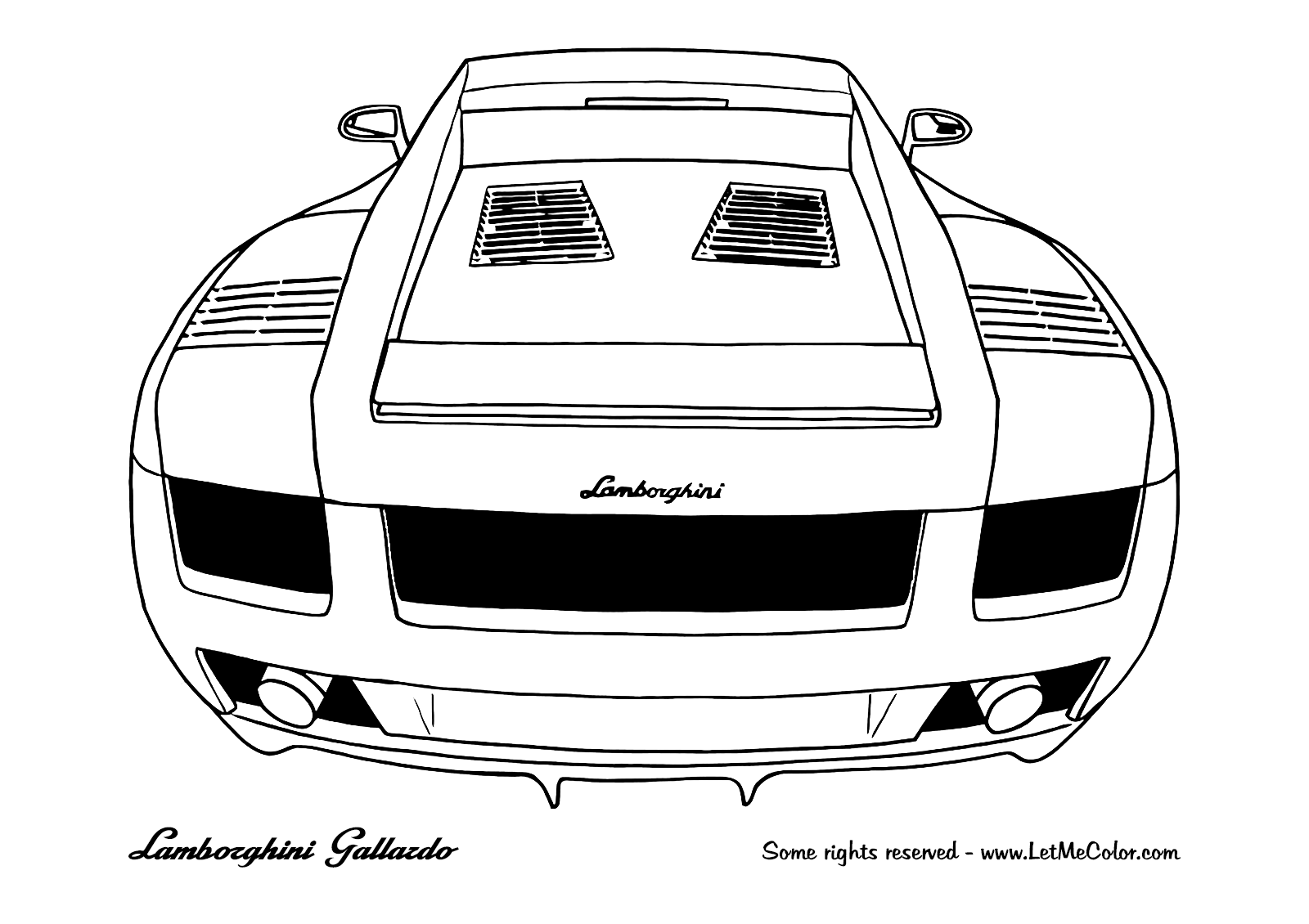 Lamborghini gallardo rear coloring page