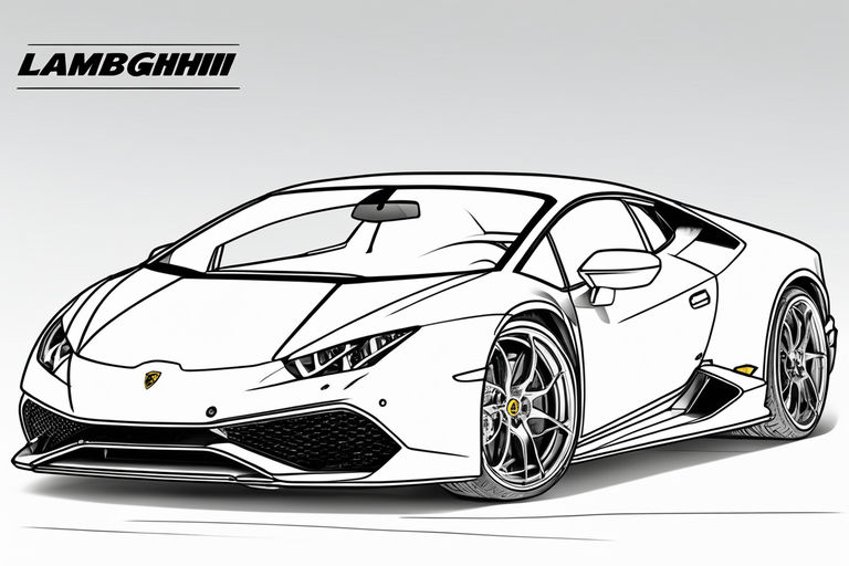 White lamborghini coloring page isolated white