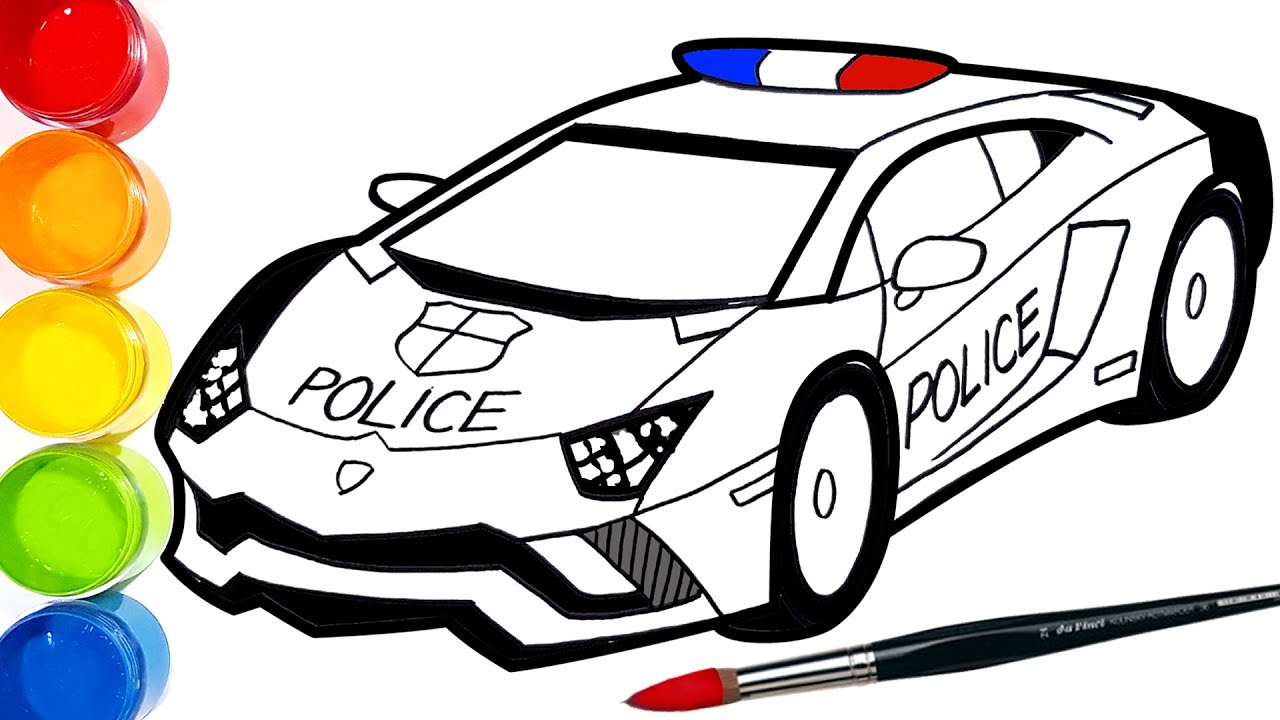 Draw a police car lamborghini patrol car simple drawing and coloring pages tim tim tv