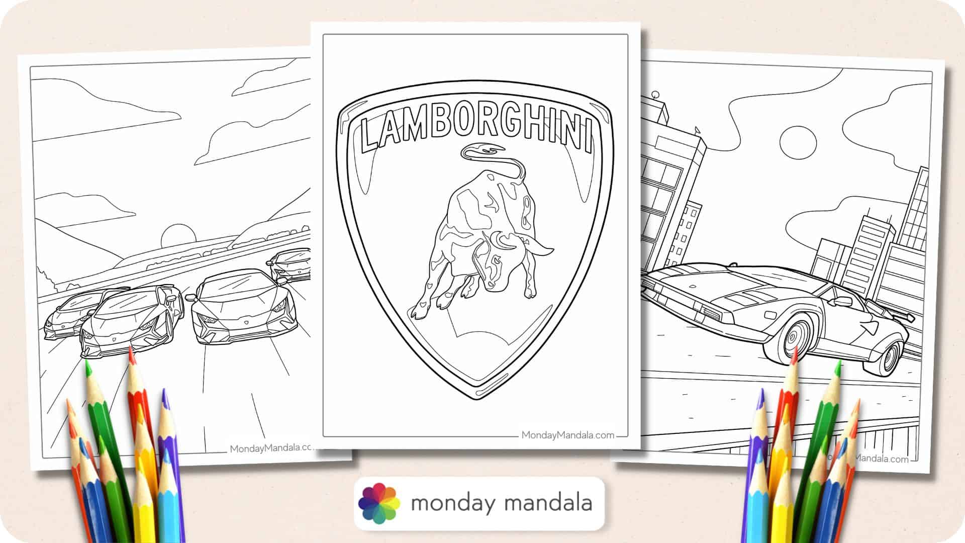 Lamborghini coloring pages free pdf printables