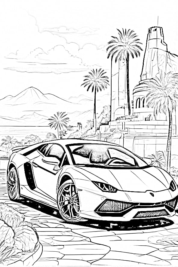 Printable lamborghini car coloring pages