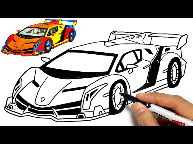 Draw a sports car laborghini veneno easy siple drawing and coloring pages ti ti tv