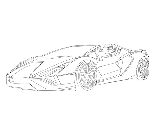 Premium vector car line art and outline illustration