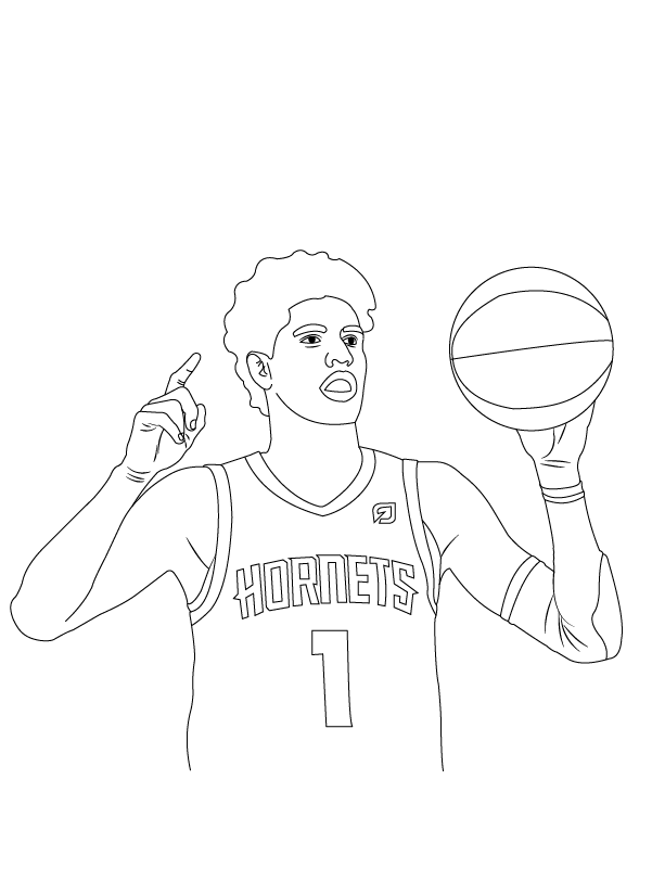 Lamelo ball holding a ball with one hand fãrbung seite