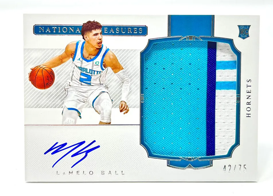 Lamelo ball national treasures rookie autograph color patch