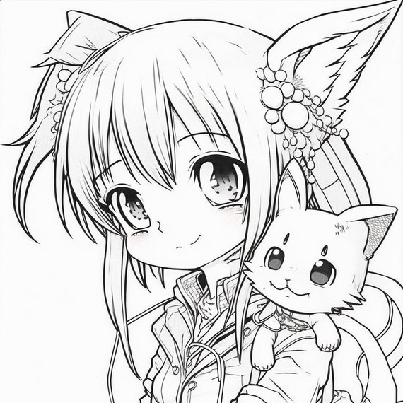 Pack of coloring pages with the theme of anime