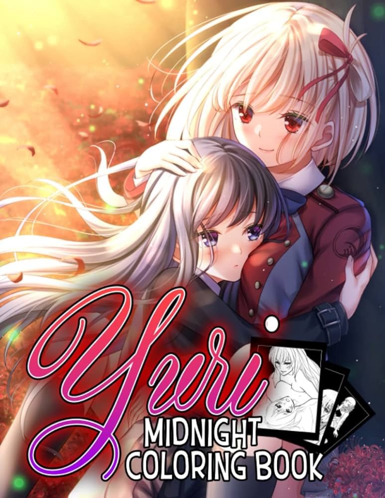 Midnight yuri coloring book cute anime girls coloring pages on black background with lovely illustrations for teens grown ups gift idea for manga fans relieving stress relaxation cornell aiyana