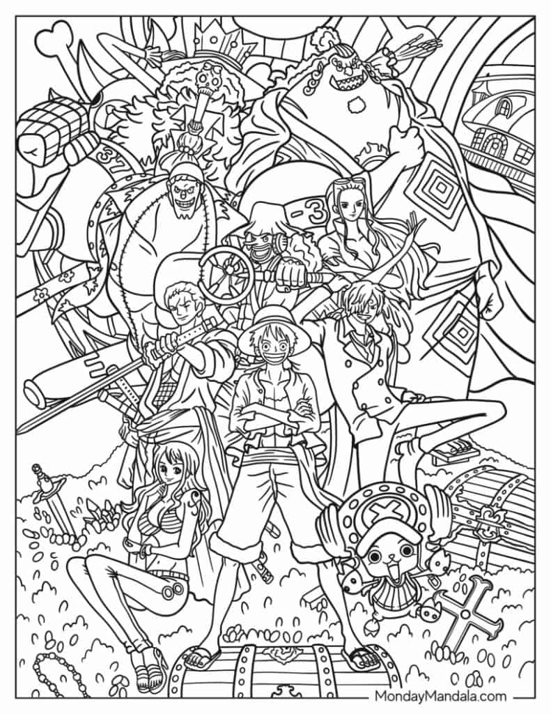 Anime coloring pages free pdf printables