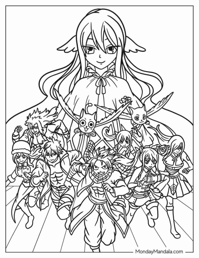 Anime coloring pages free pdf printables