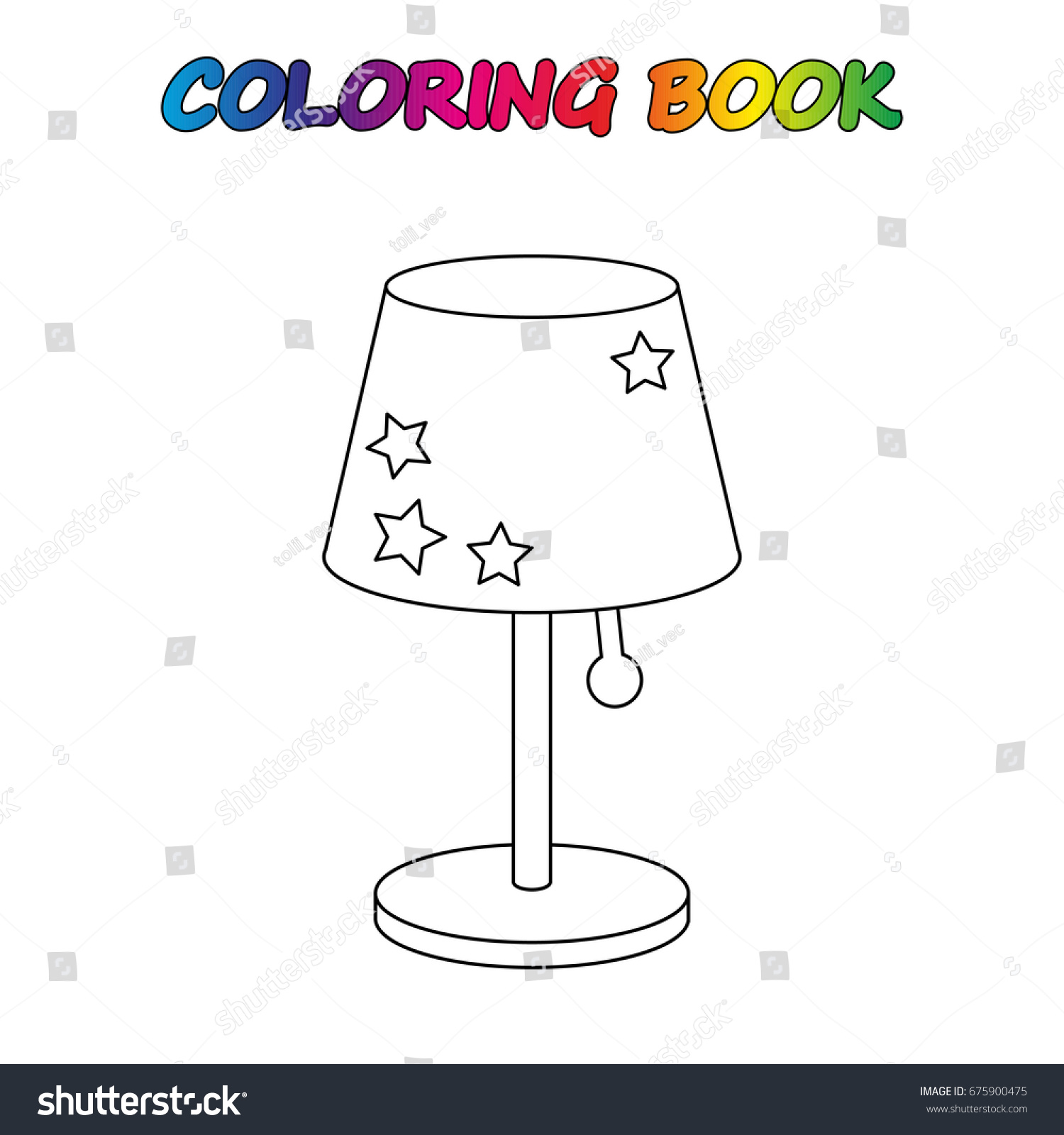 Table lamp coloring book game kids stock vector royalty free