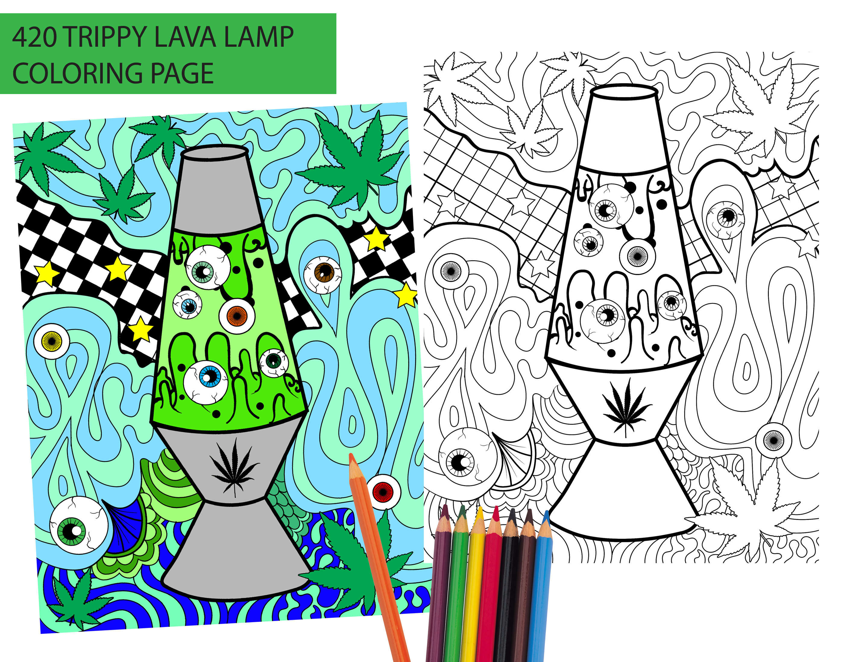 Instant download trippy lava lamp printable coloring page instant download