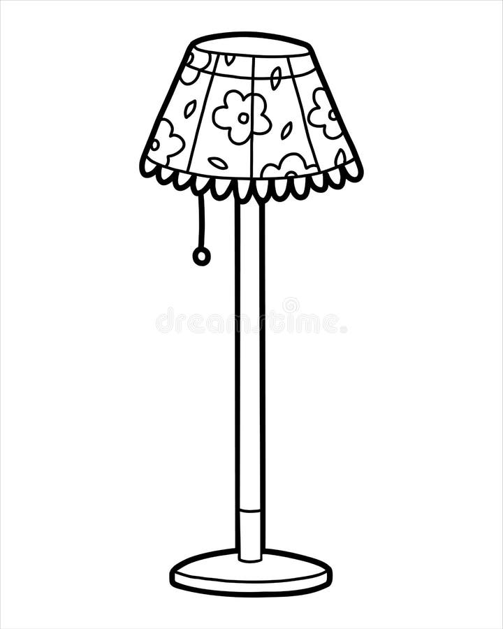 Coloring book floor lamp with a flower pattern stock vector