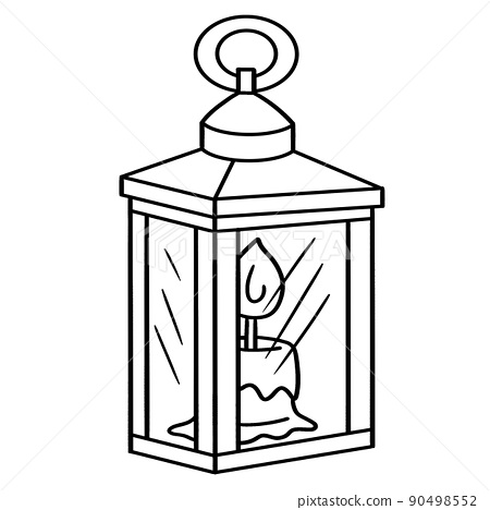 Thanksgiving lamp candle isolated coloring page