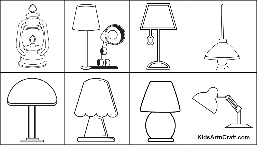 Lamp coloring pages for kids