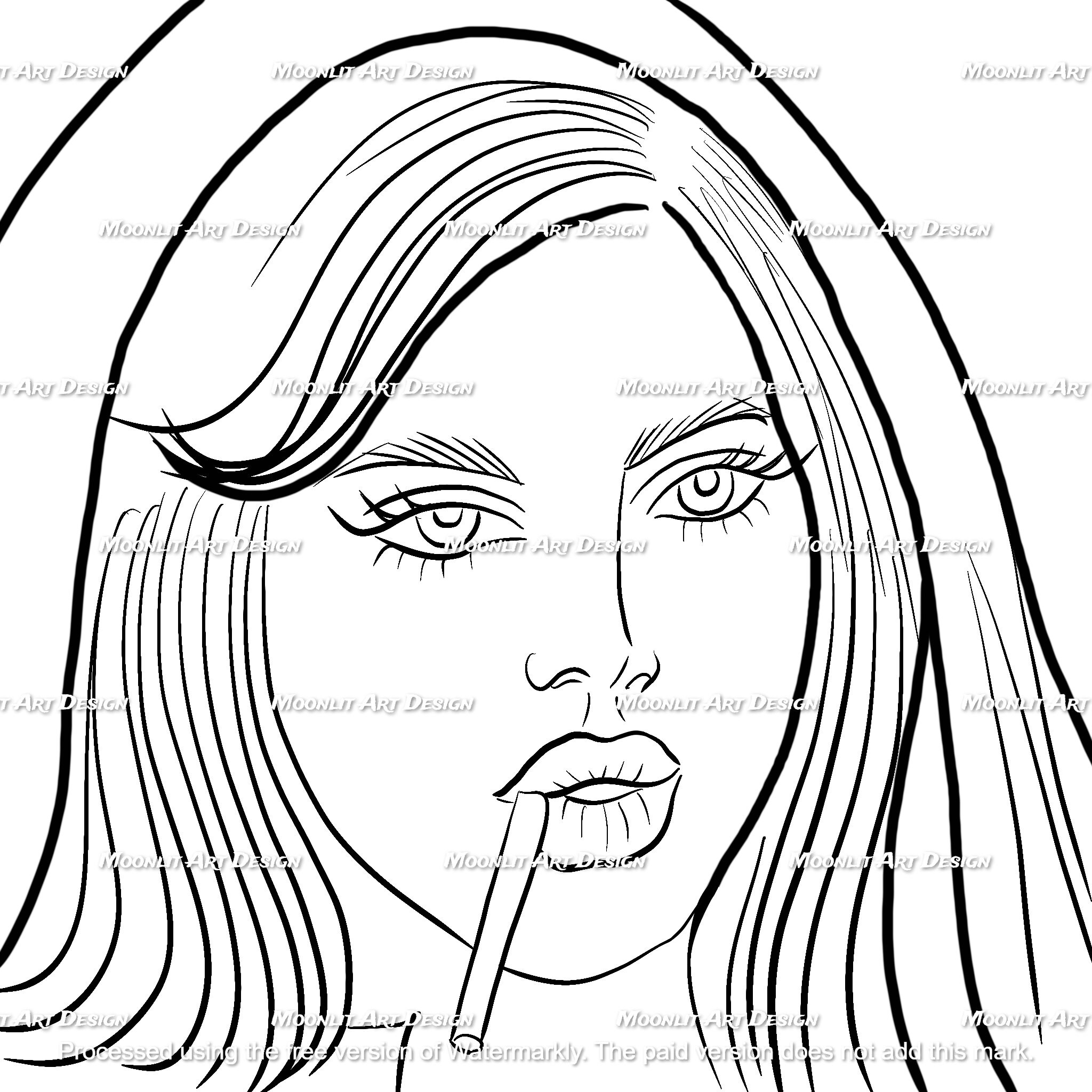 Lana del rey line art for coloring embroidery printable instant download