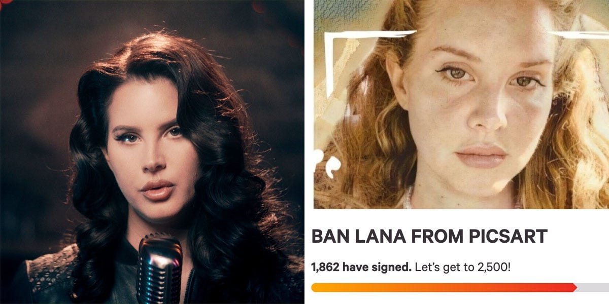 Lana del rey fans want to ban her from picsart after album art reveal