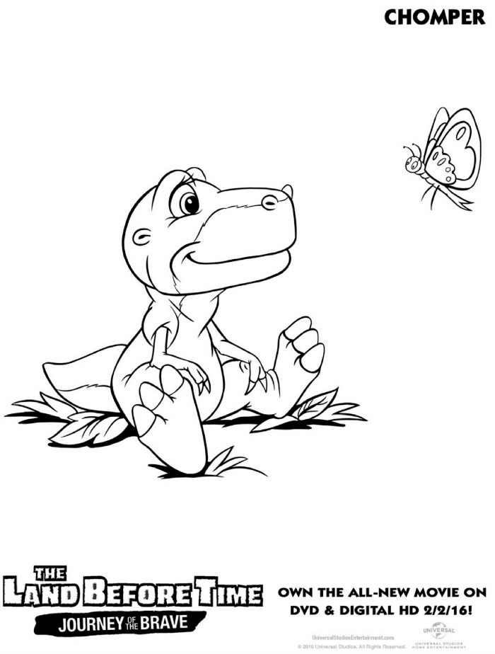 Land before time chomper coloring page