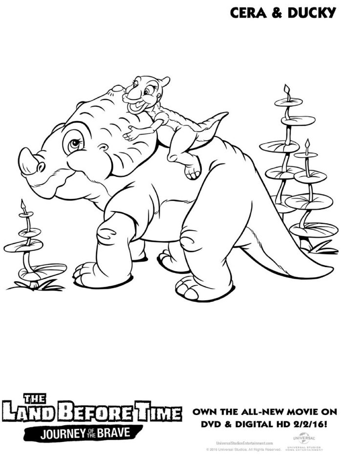 Land before time cera and ducky coloring page