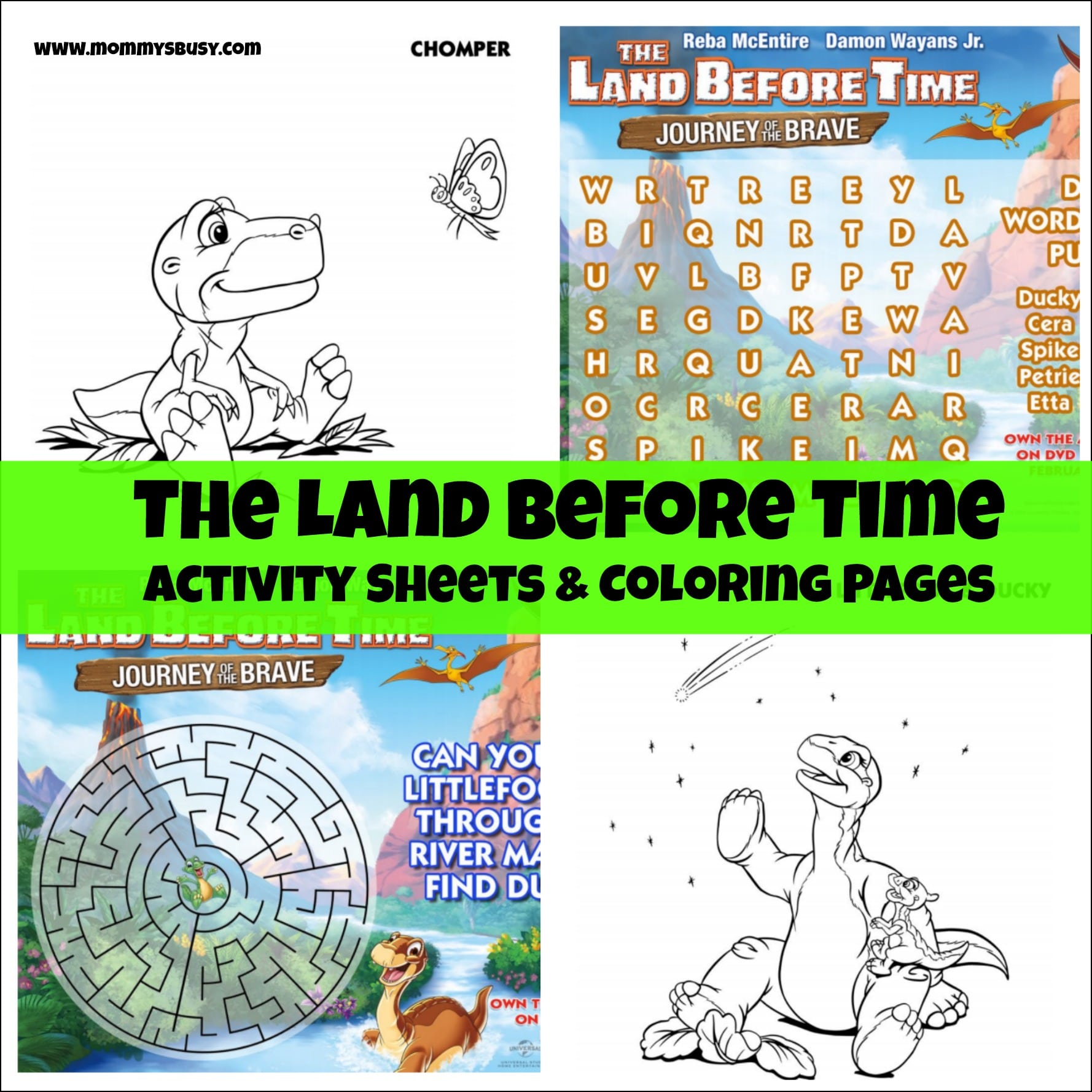 Free land before time coloring and activity sheets