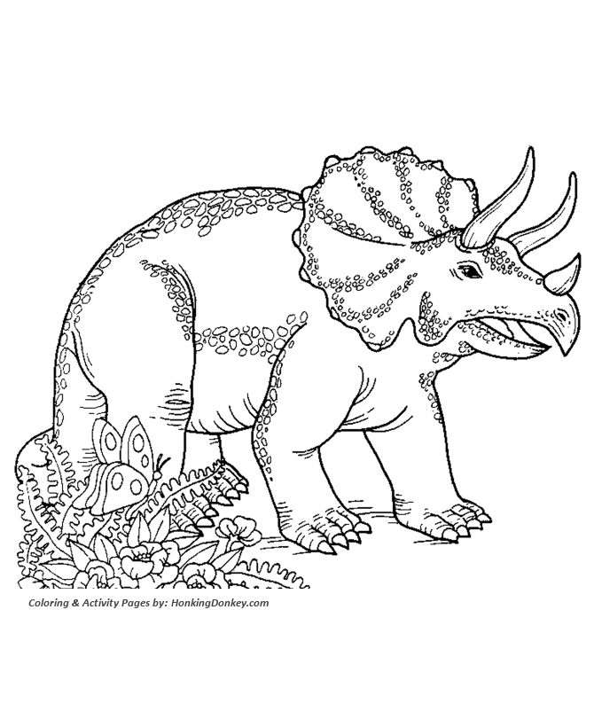 Dinosaur coloring page sheet printable triceratops coloring page and kids activity page sheet