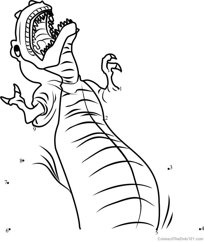 Sharptooth from the land before time dot to dot printable worksheet