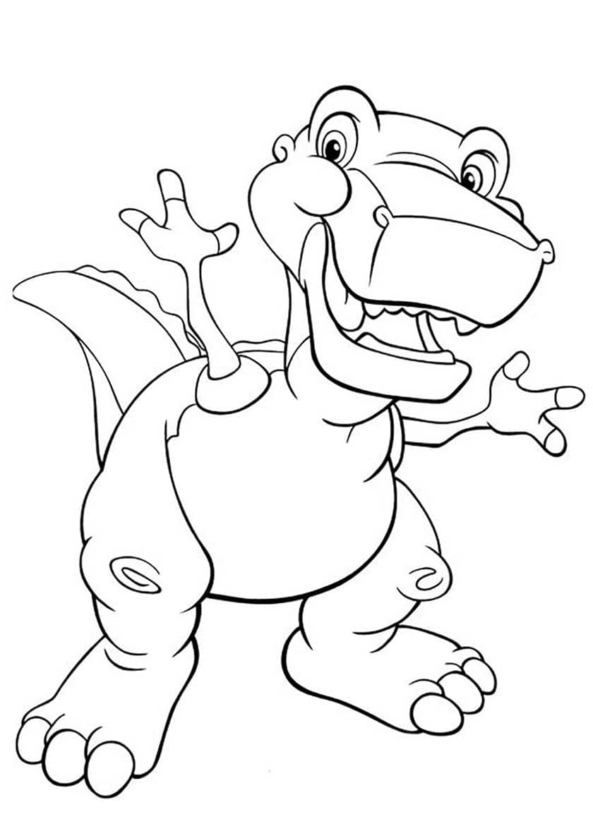 Small dinosaur going to hug coloring page