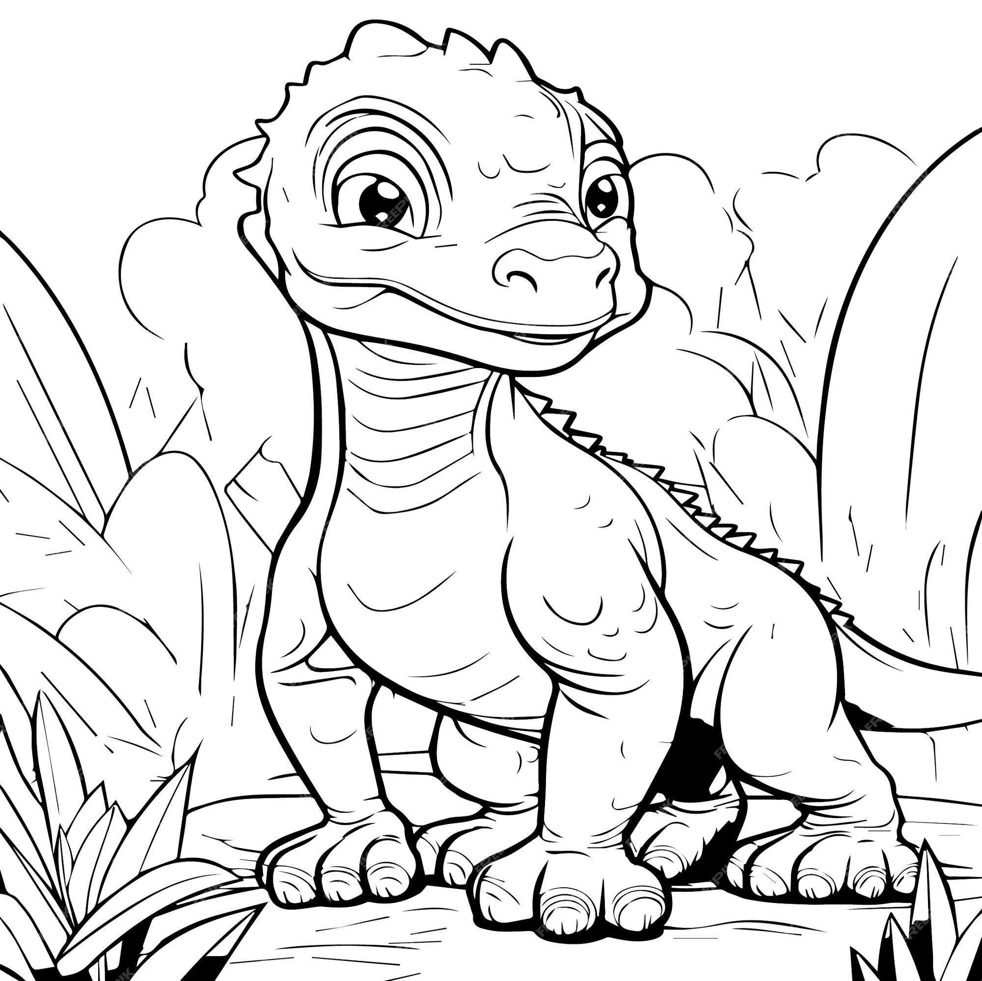 Premium vector coloring page for kids tiny dinosaurs