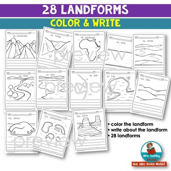 Landforms color write coloring pages to learn landforms by mrsquimbyreads