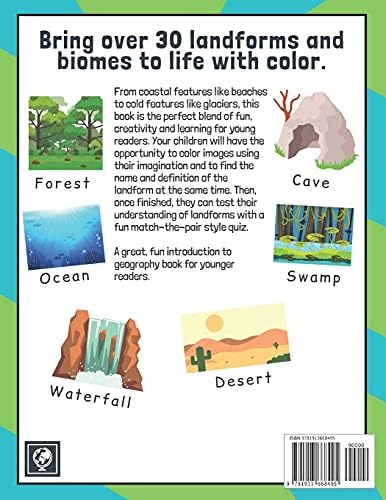 Landforms coloring book with definitions included teach kids about geography the fun way with over landforms and biomes to color in a great geography themed gift for kids books b c