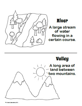 Free landforms dictionary or coloring book by miss martin tpt