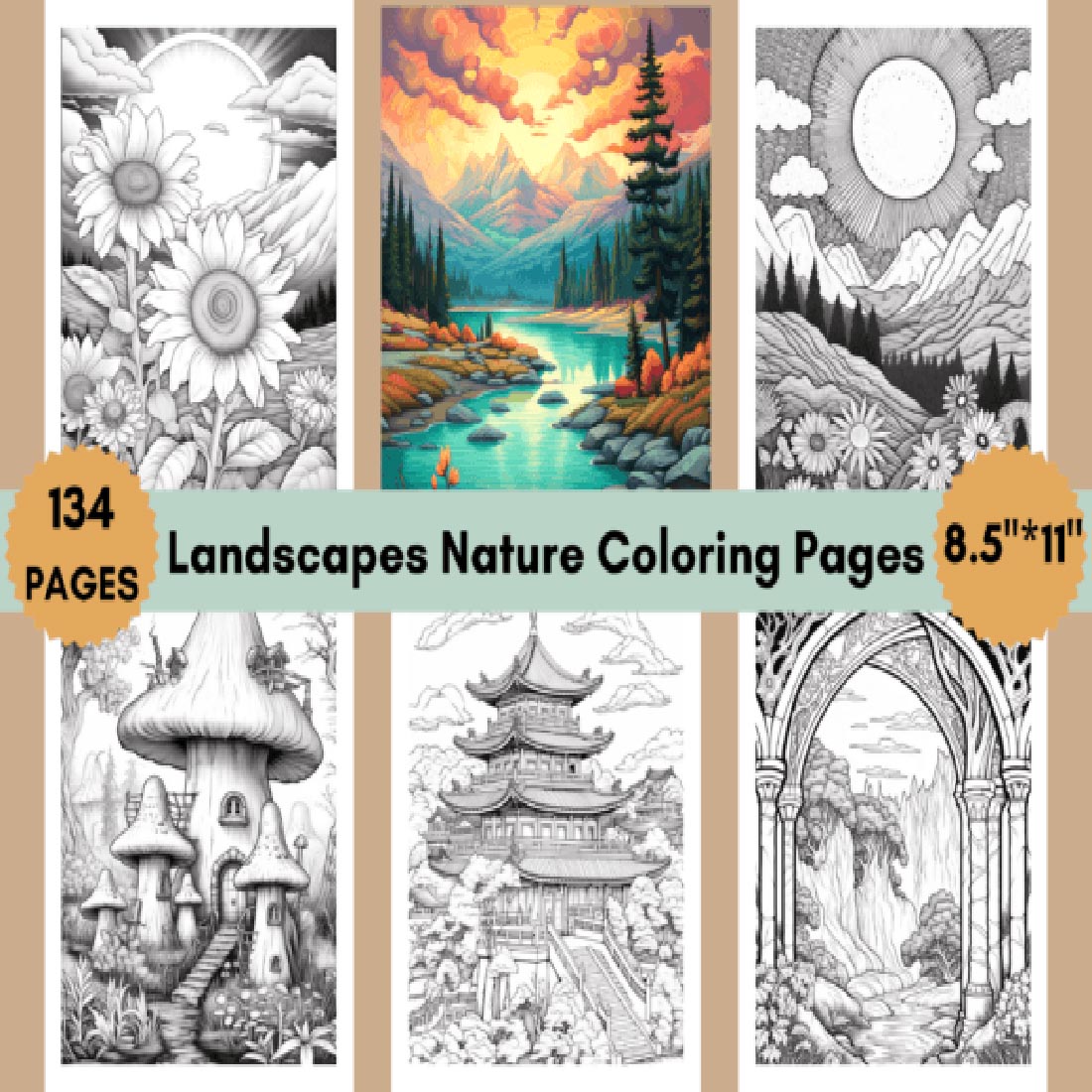 Relaxing landscapes coloring pages