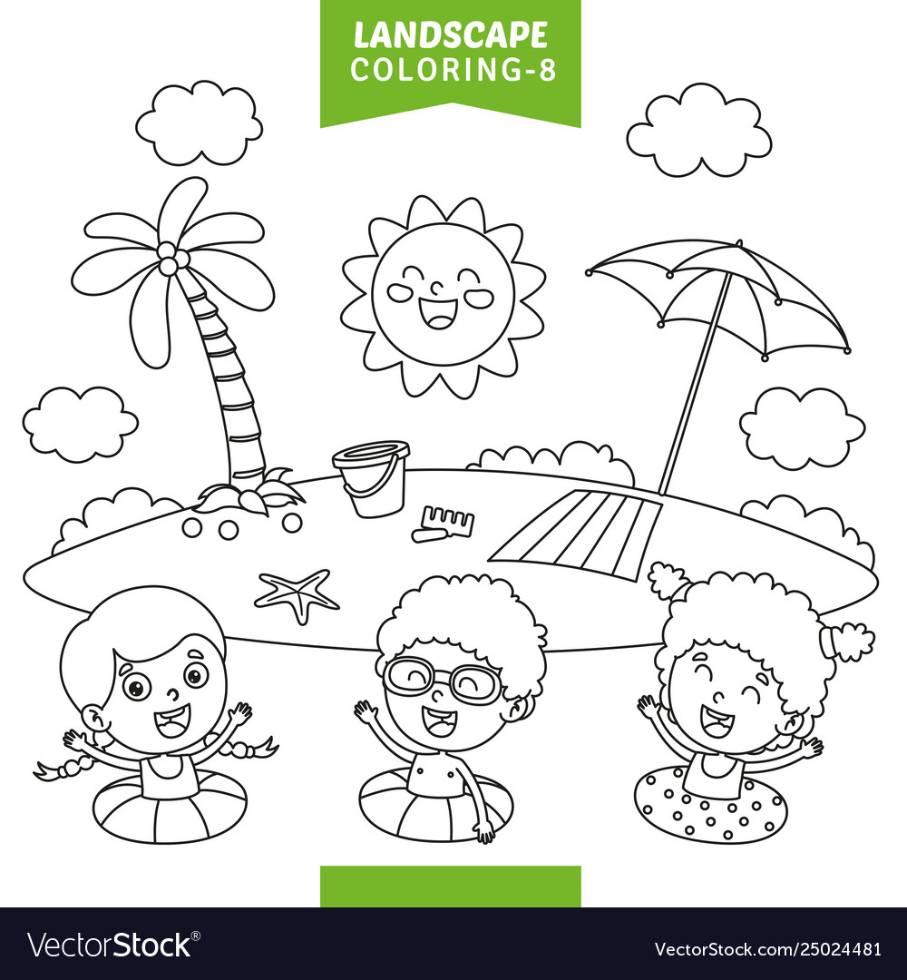 Landscape coloring page royalty free vector image