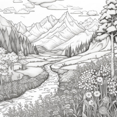 Landscape adult coloring pages stock photos and images