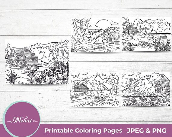 Buy landscape printable coloring pages jpeg png personal and mercial use online in india