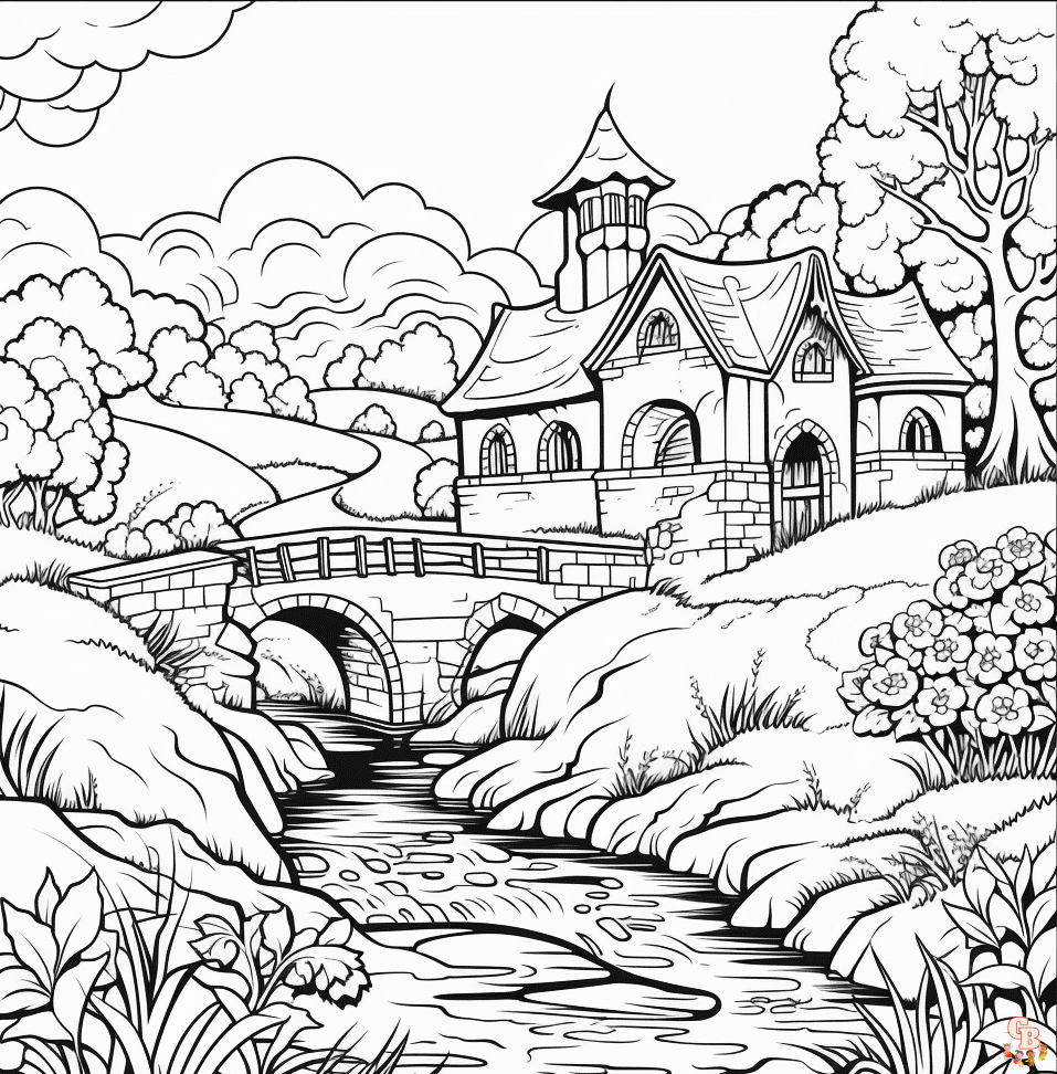 Printable scenery coloring pages free for kids and adults