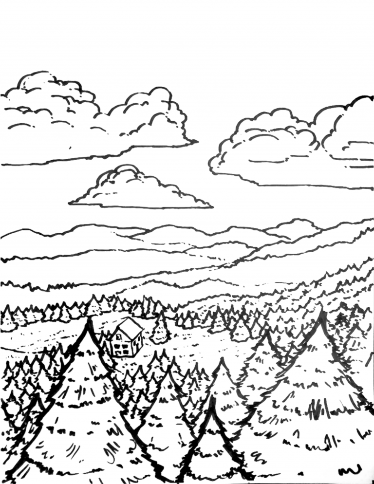 Landscape coloring sheet art sphere inc