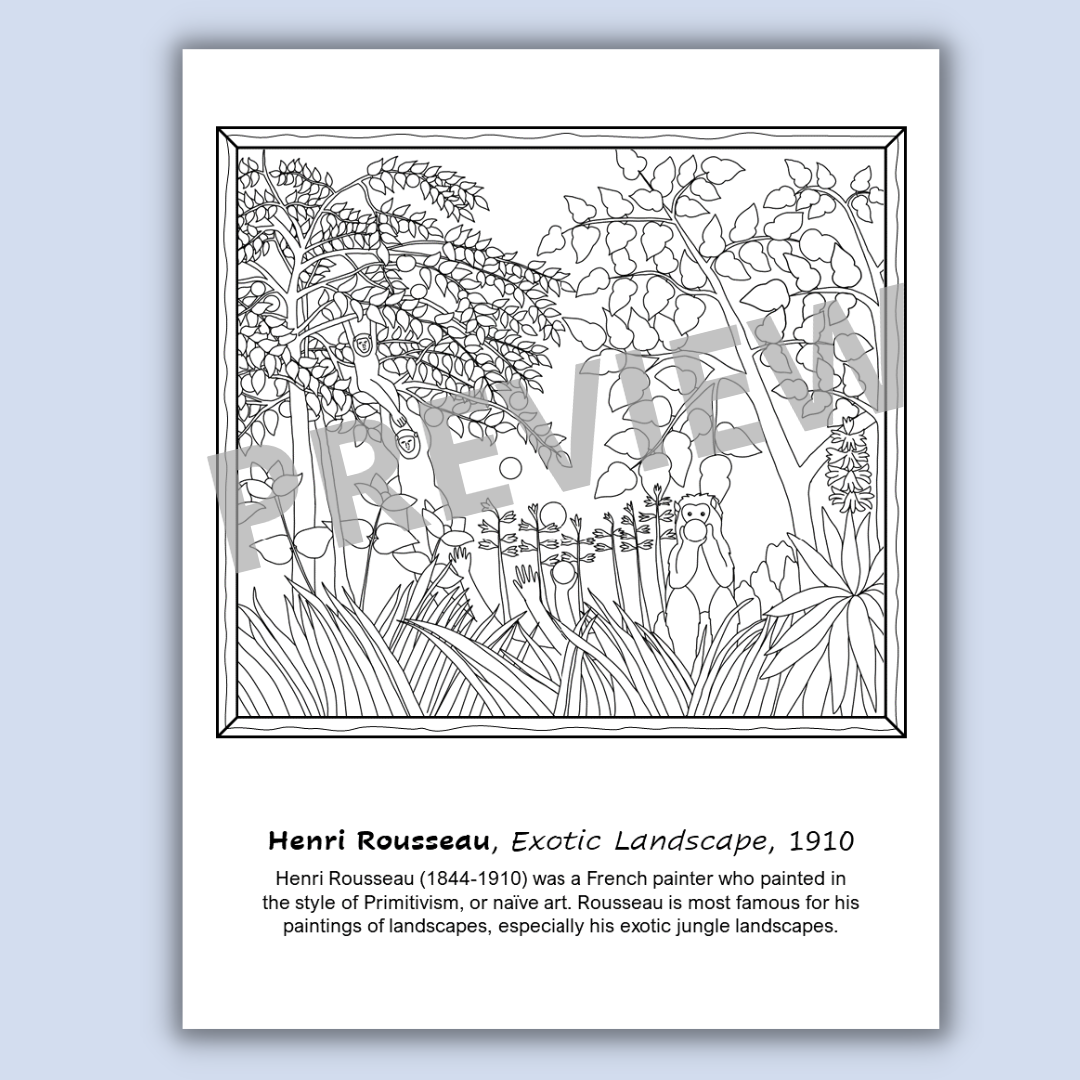 Henri rousseau coloring sheet