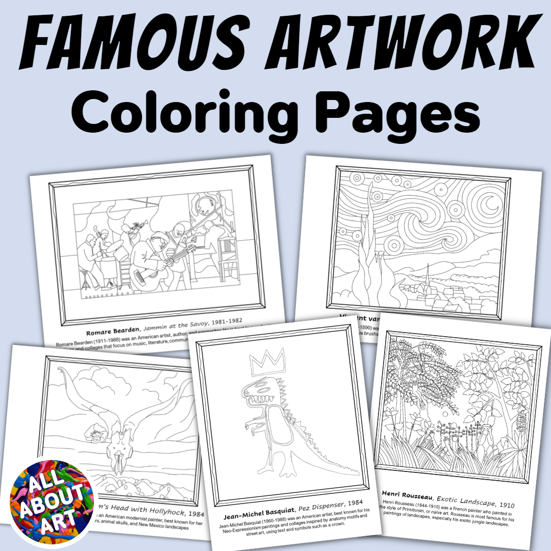 Famous art coloring sheets