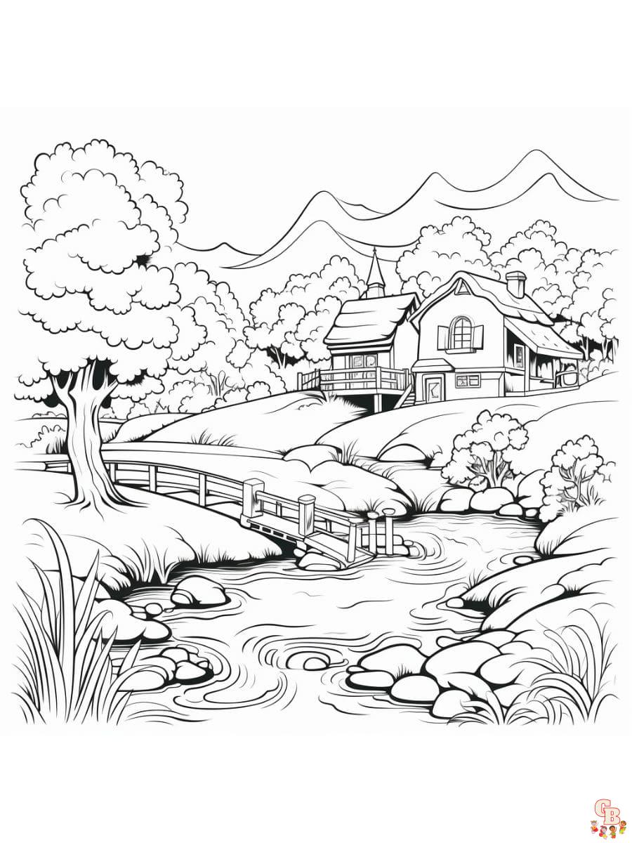 Printable scenery coloring pages free for kids and adults