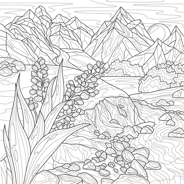 Thousand coloring pages landscape royalty