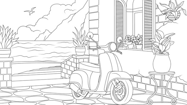 Thousand coloring book landscape royalty