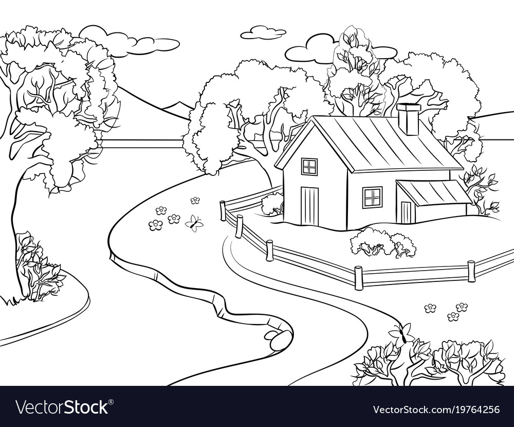 Summer landscape coloring book royalty free vector image