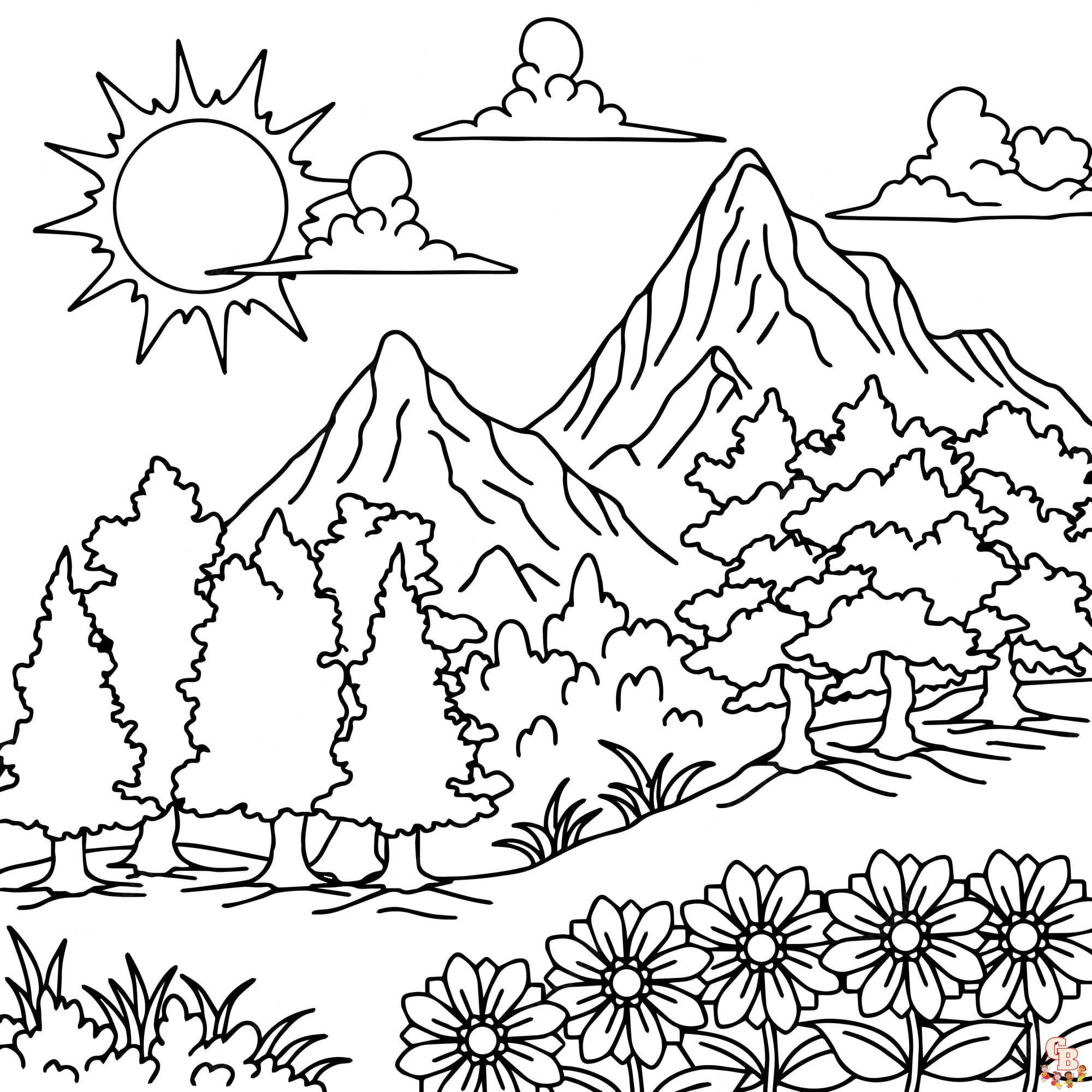Printable scenery coloring pages free for kids and adults