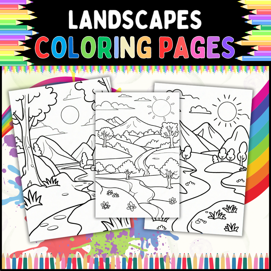 Landscapes coloring pages for homeschool classroom and preschool to grades