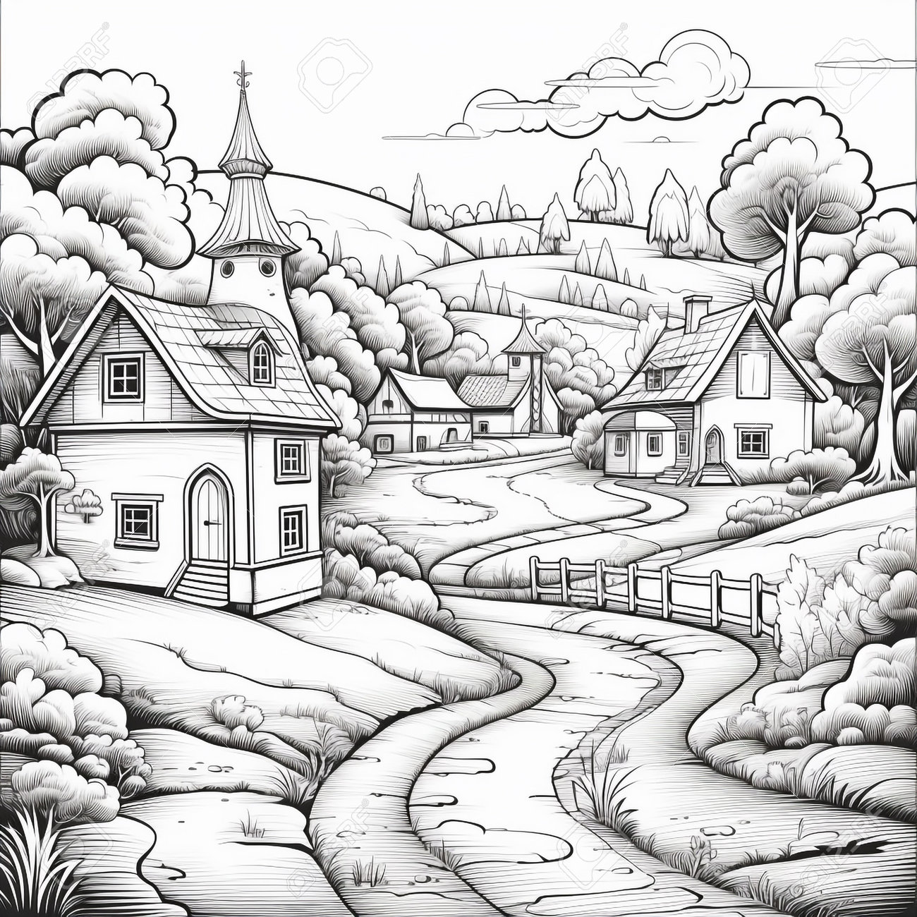 Landscape coloring pages stock photo picture and royalty free image image