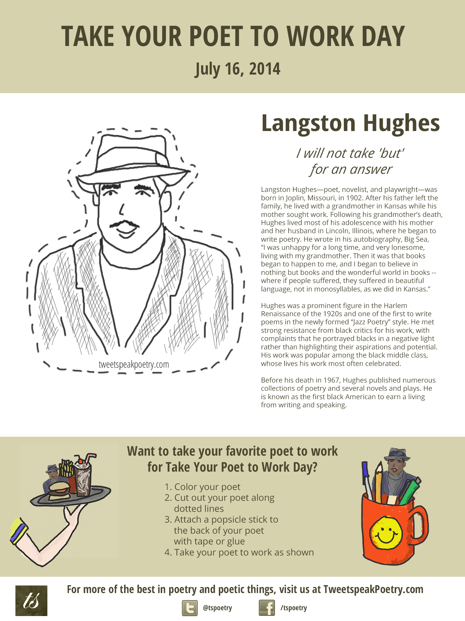 Langston hughes take your poet to work printable