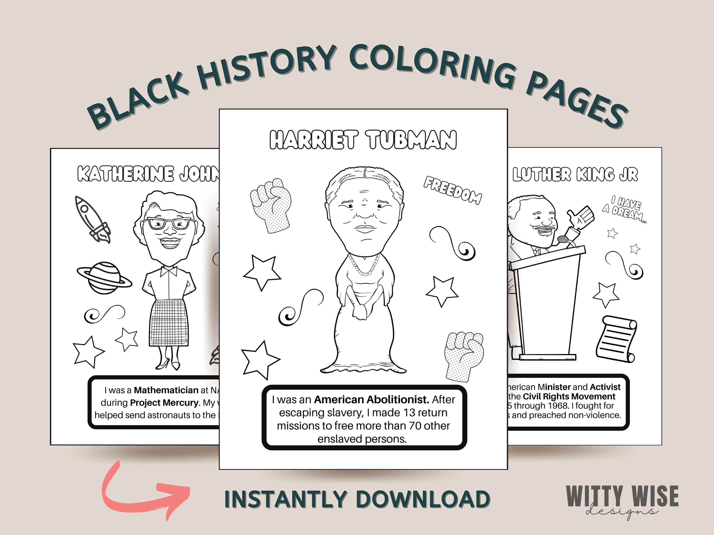 Black history coloring pages educational resources homeschool resources printable coloring pages instant download