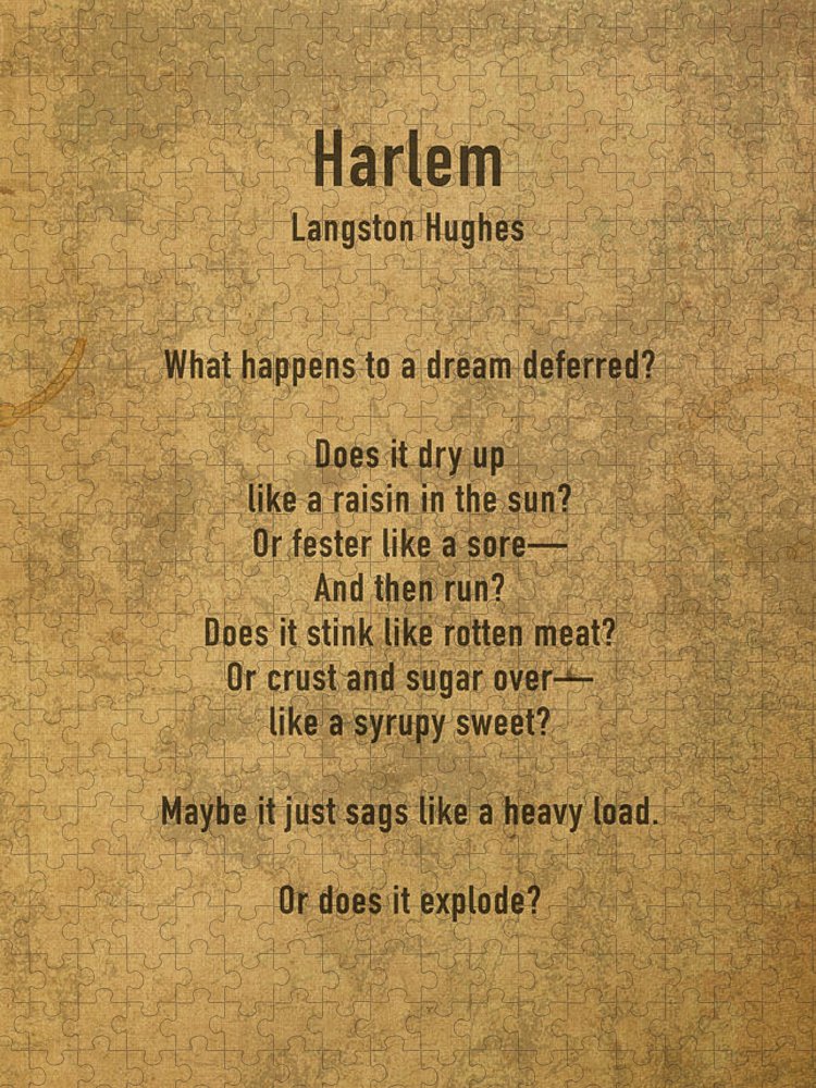 Harlem by langston hughes poem iconic poetry literature on old canvas jigsaw puzzle by design turnpike