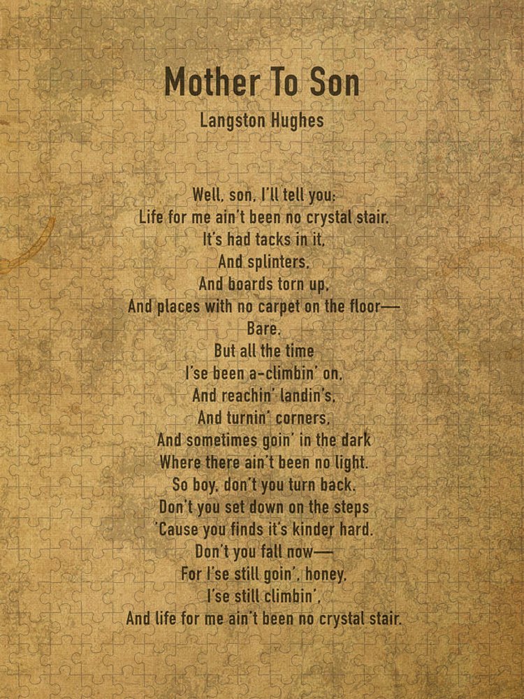 Mother to son by langston hughes classic poem on worn parchment sans serif jigsaw puzzle by design turnpike