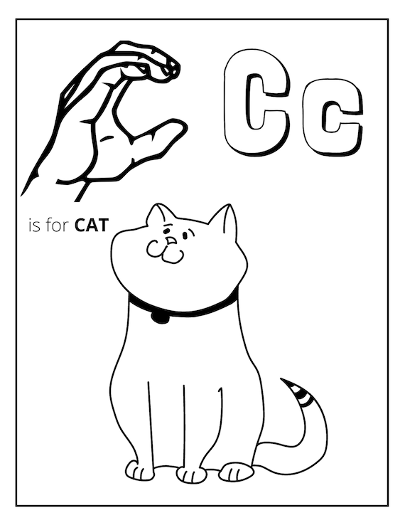 Sign language coloring pages alphabet